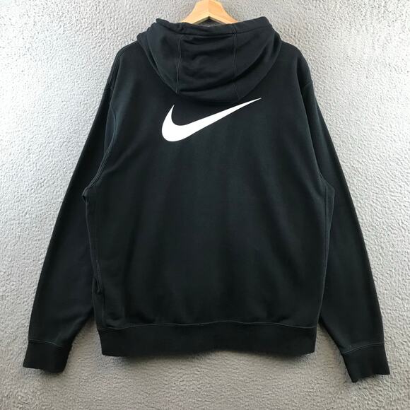 Nike Club Fleece Pullover Soccer Hoodie Men Sz L Black Spellout - Picture 2 of 9